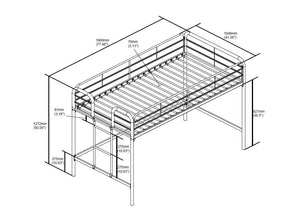 RealRooms Kaylee Junior Metal Loft Bed, Twin, Silver - Silver - Twin