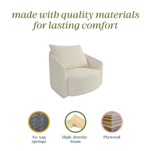 Novogratz Ines Round Swivel Accent Chair, Cream Micro Boucle - Ivory Boucle - 1-Seater