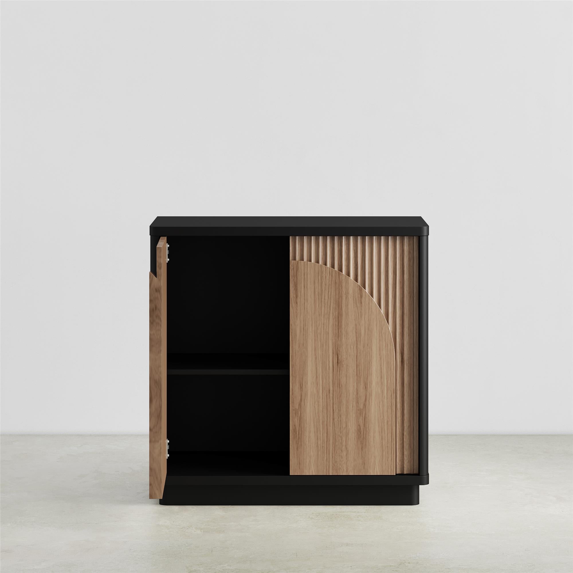 Arbor Accent Cabinet with Arched Front, Walnut and Black - Danish Walnut
