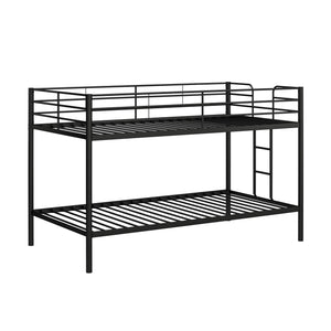 DHP Elara Low Metal Bunk Bed, Twin Over Twin, Black - Black - Twin-Over-Twin