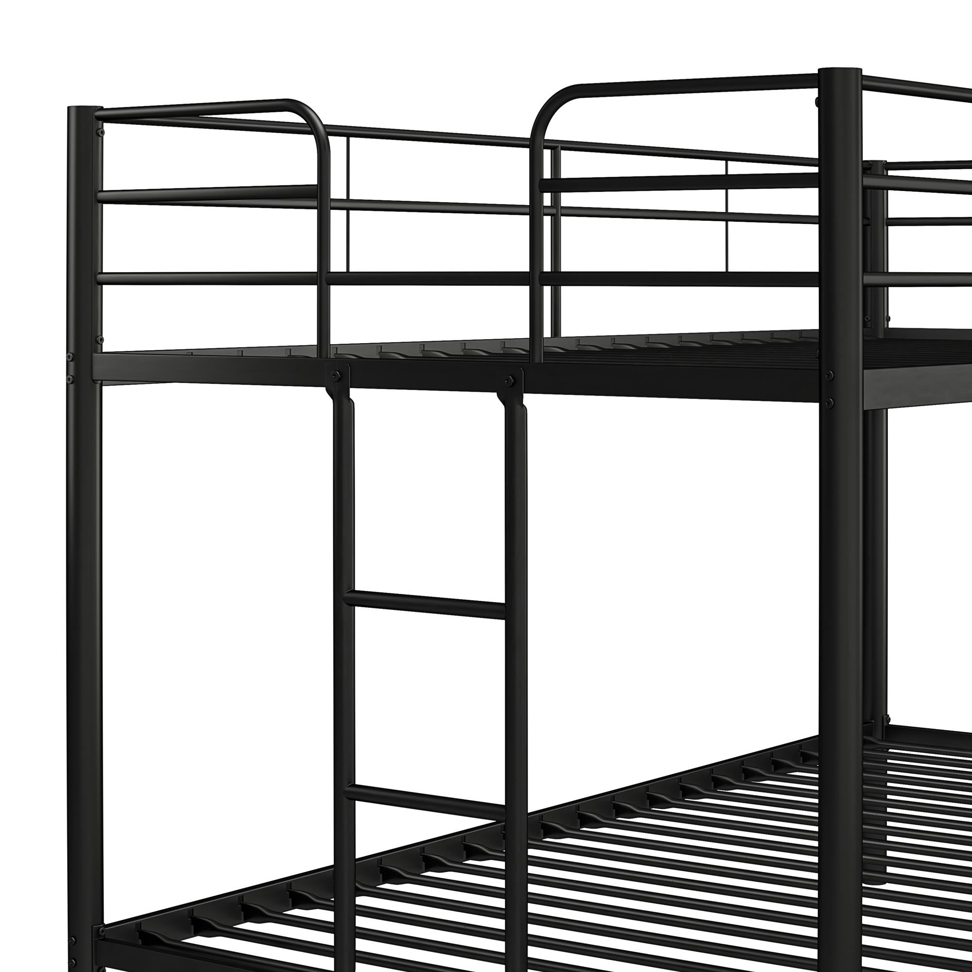 DHP Elara Low Metal Bunk Bed, Twin Over Twin, Black - Black - Twin-Over-Twin