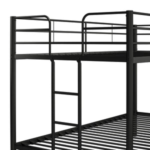 DHP Elara Low Metal Bunk Bed, Twin Over Twin, Black - Black - Twin-Over-Twin