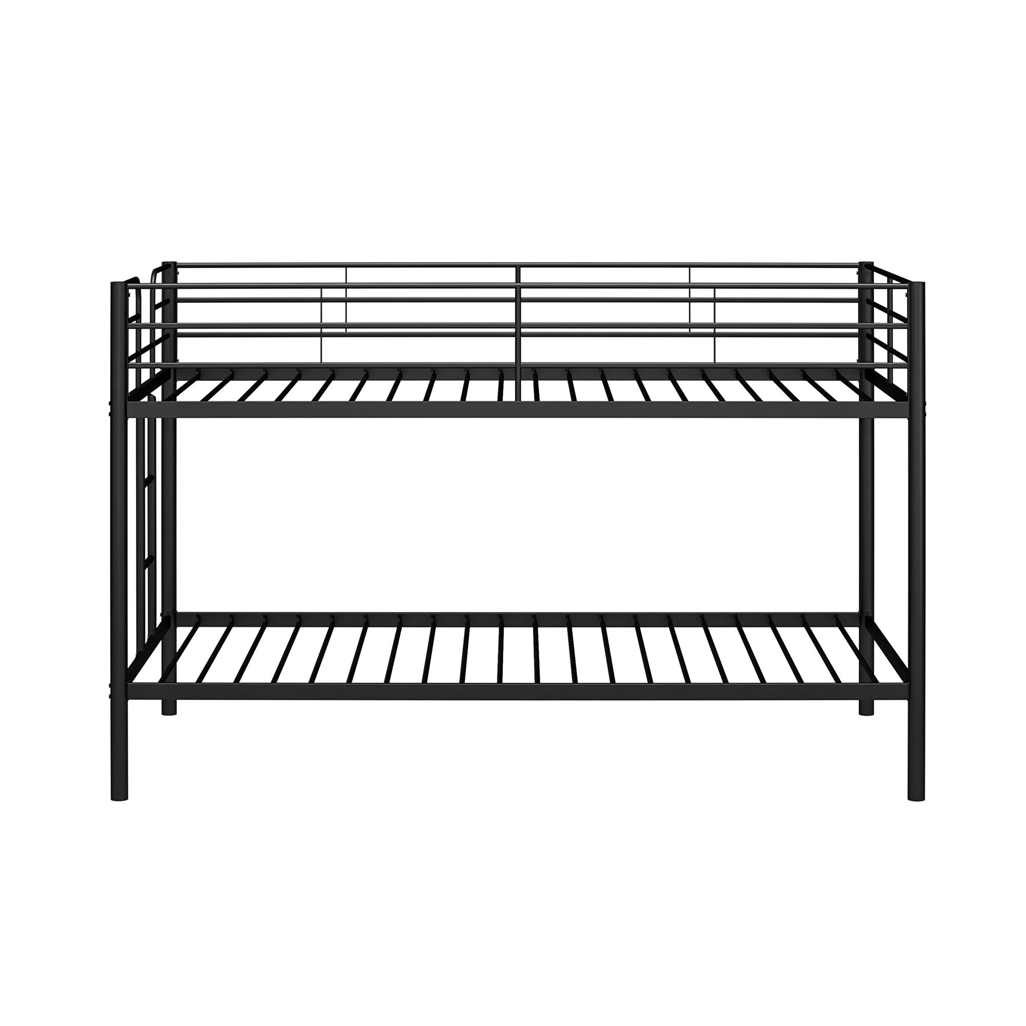 DHP Elara Low Metal Bunk Bed, Twin Over Twin, Black - Black - Twin-Over-Twin