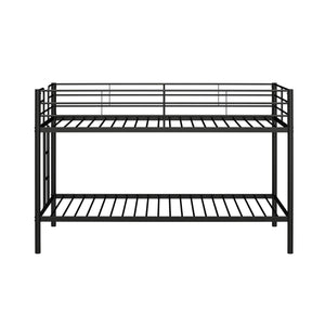 DHP Elara Low Metal Bunk Bed, Twin Over Twin, Black - Black - Twin-Over-Twin