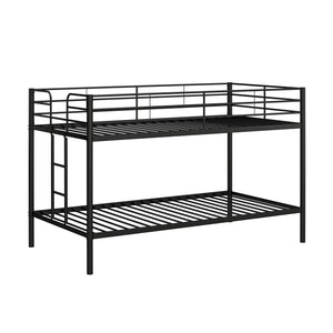 DHP Elara Low Metal Bunk Bed, Twin Over Twin, Black - Black - Twin-Over-Twin