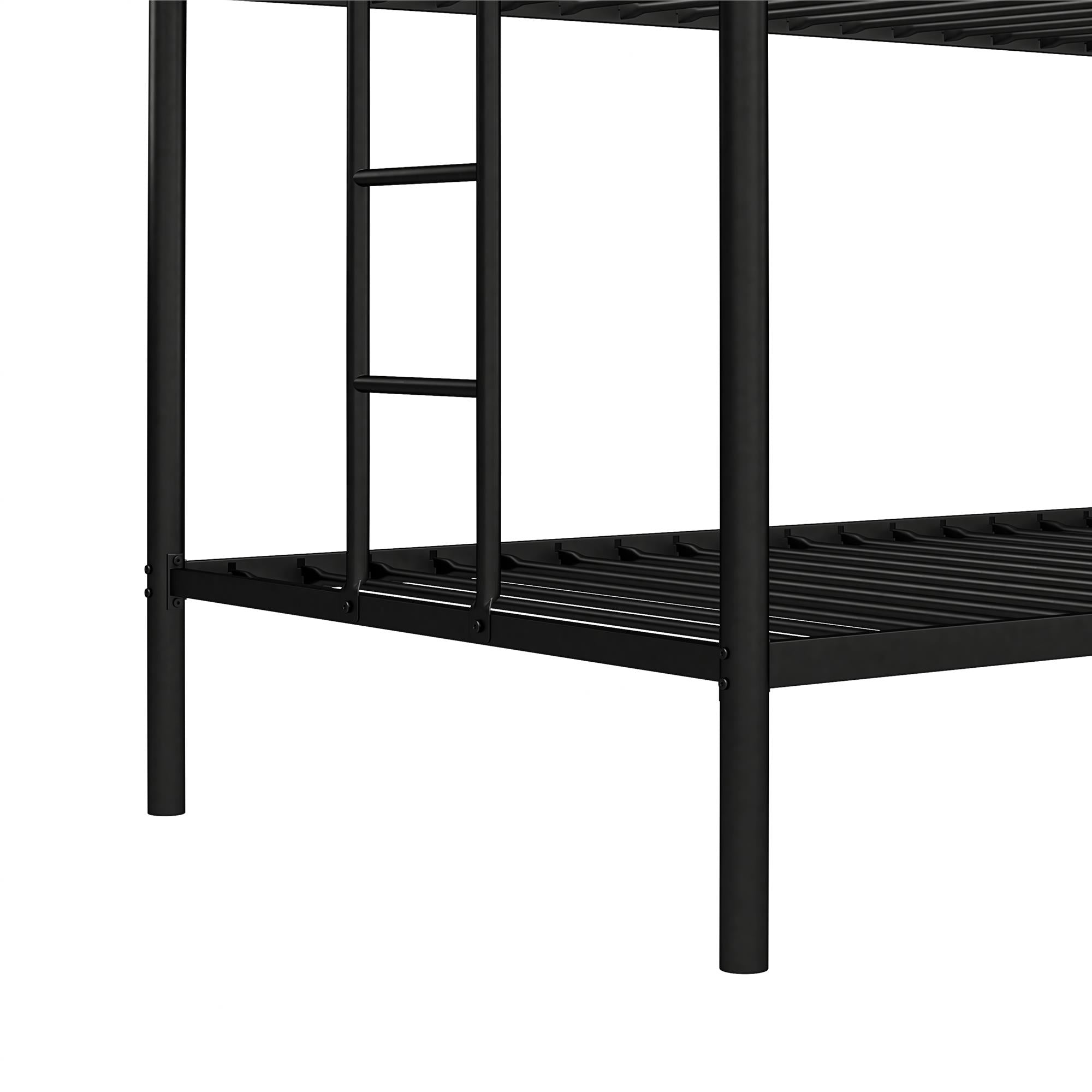 DHP Elara Low Metal Bunk Bed, Twin Over Twin, Black - Black - Twin-Over-Twin