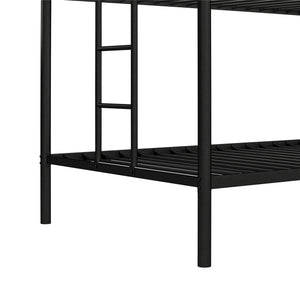 DHP Elara Low Metal Bunk Bed, Twin Over Twin, Black - Black - Twin-Over-Twin