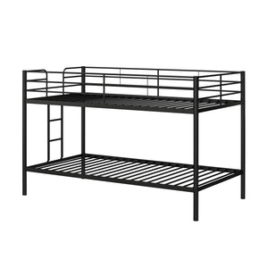 DHP Elara Low Metal Bunk Bed, Twin Over Twin, Black - Black - Twin-Over-Twin