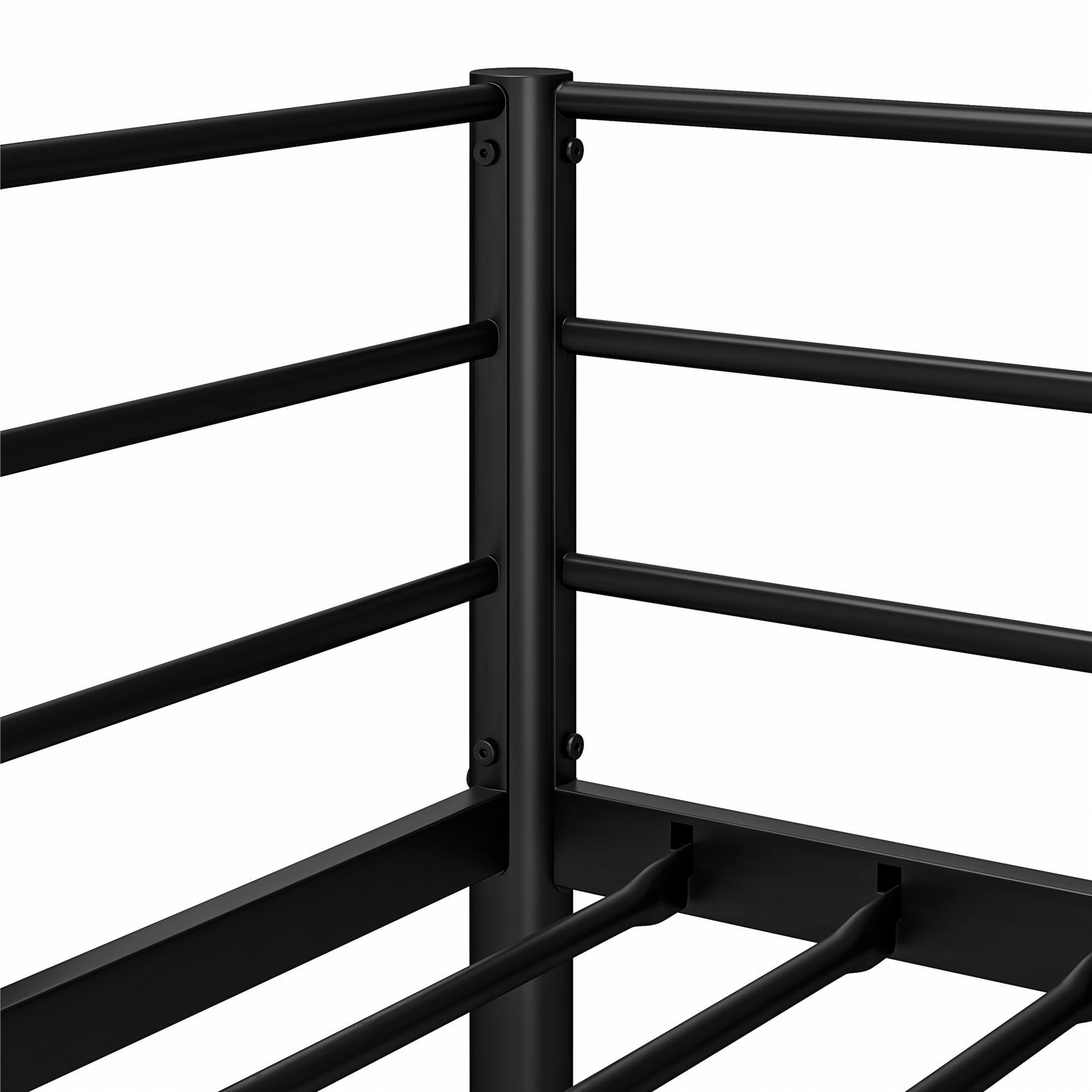 DHP Elara Low Metal Bunk Bed, Twin Over Twin, Black - Black - Twin-Over-Twin