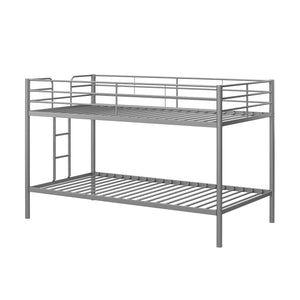 DHP Elara Low Metal Bunk Bed, Twin Over Twin, Silver - Silver - Twin-Over-Twin