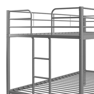 DHP Elara Low Metal Bunk Bed, Twin Over Twin, Silver - Silver - Twin-Over-Twin