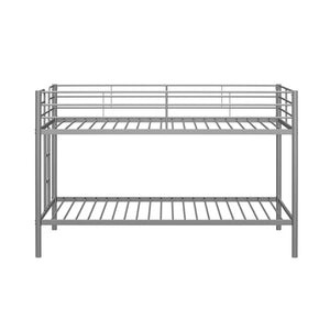 DHP Elara Low Metal Bunk Bed, Twin Over Twin, Silver - Silver - Twin-Over-Twin