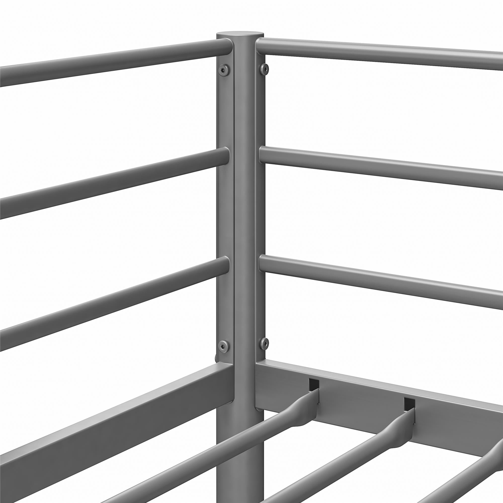 DHP Elara Low Metal Bunk Bed, Twin Over Twin, Silver - Silver - Twin-Over-Twin