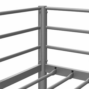 DHP Elara Low Metal Bunk Bed, Twin Over Twin, Silver - Silver - Twin-Over-Twin