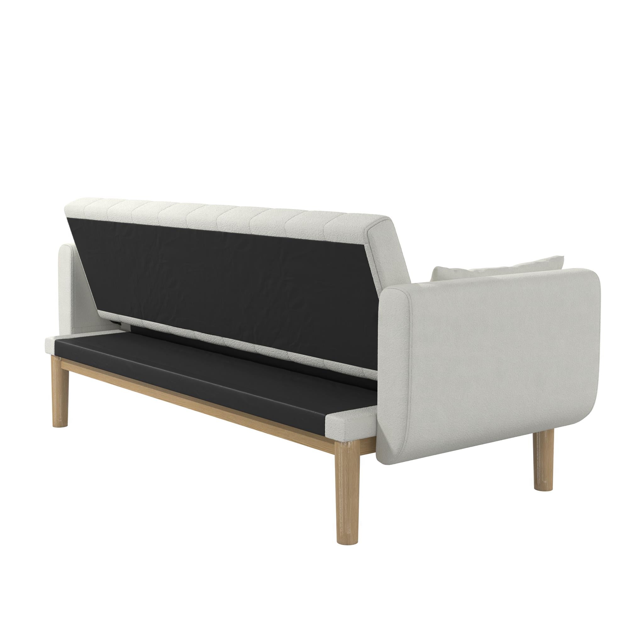 RealRooms Barrie Futon Sofa Bed - Ivory Teddy - 3-Seater