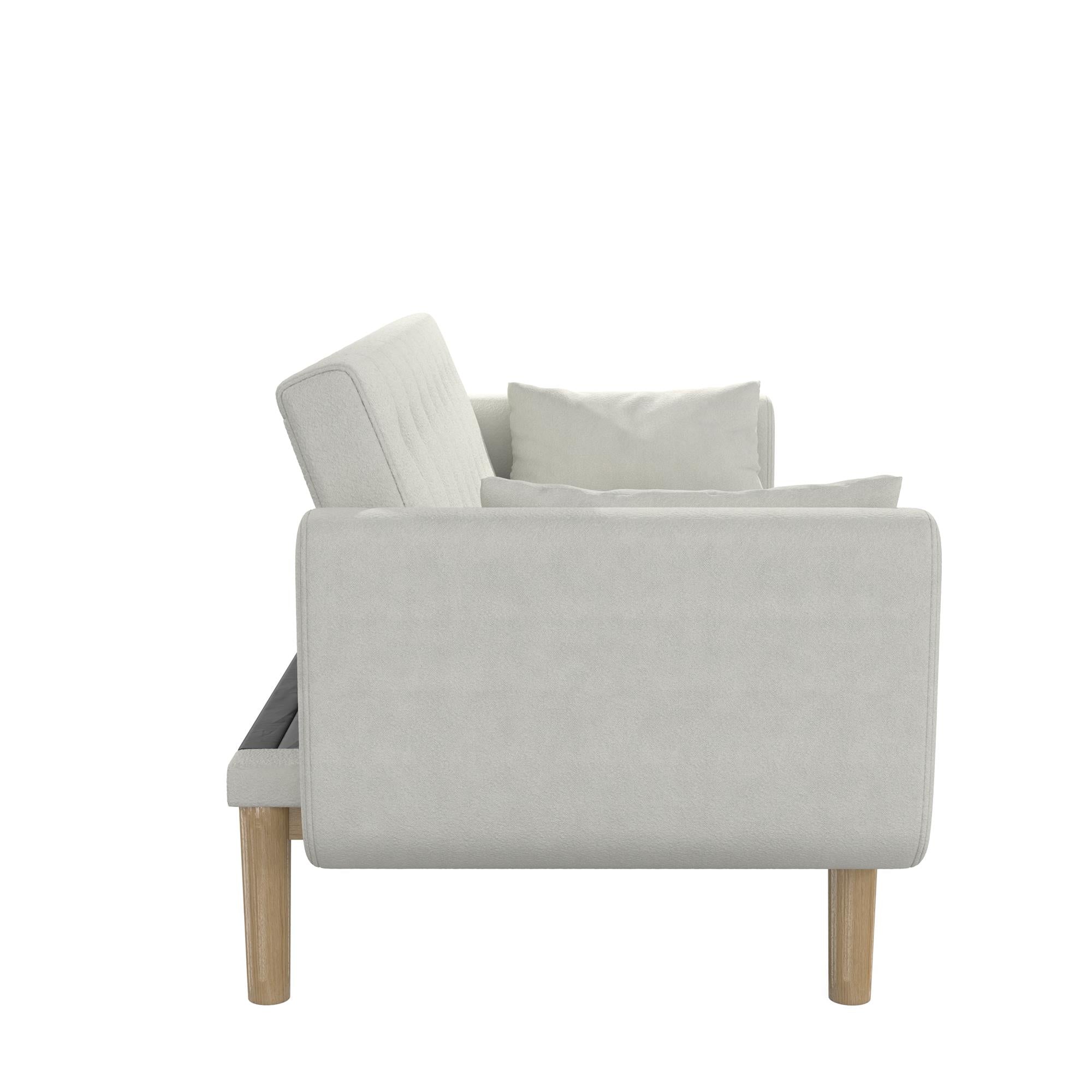 RealRooms Barrie Futon Sofa Bed - Ivory Teddy - 3-Seater