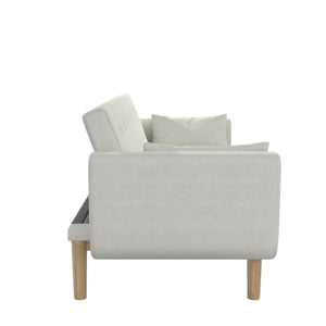 RealRooms Barrie Futon Sofa Bed - Ivory Teddy - 3-Seater