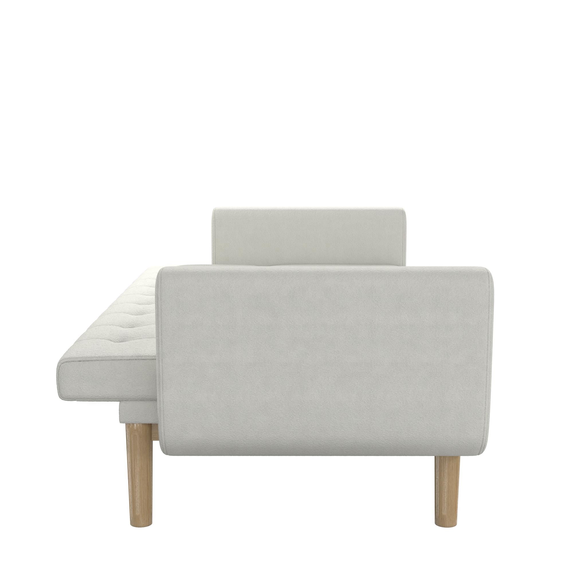 RealRooms Barrie Futon Sofa Bed - Ivory Teddy - 3-Seater