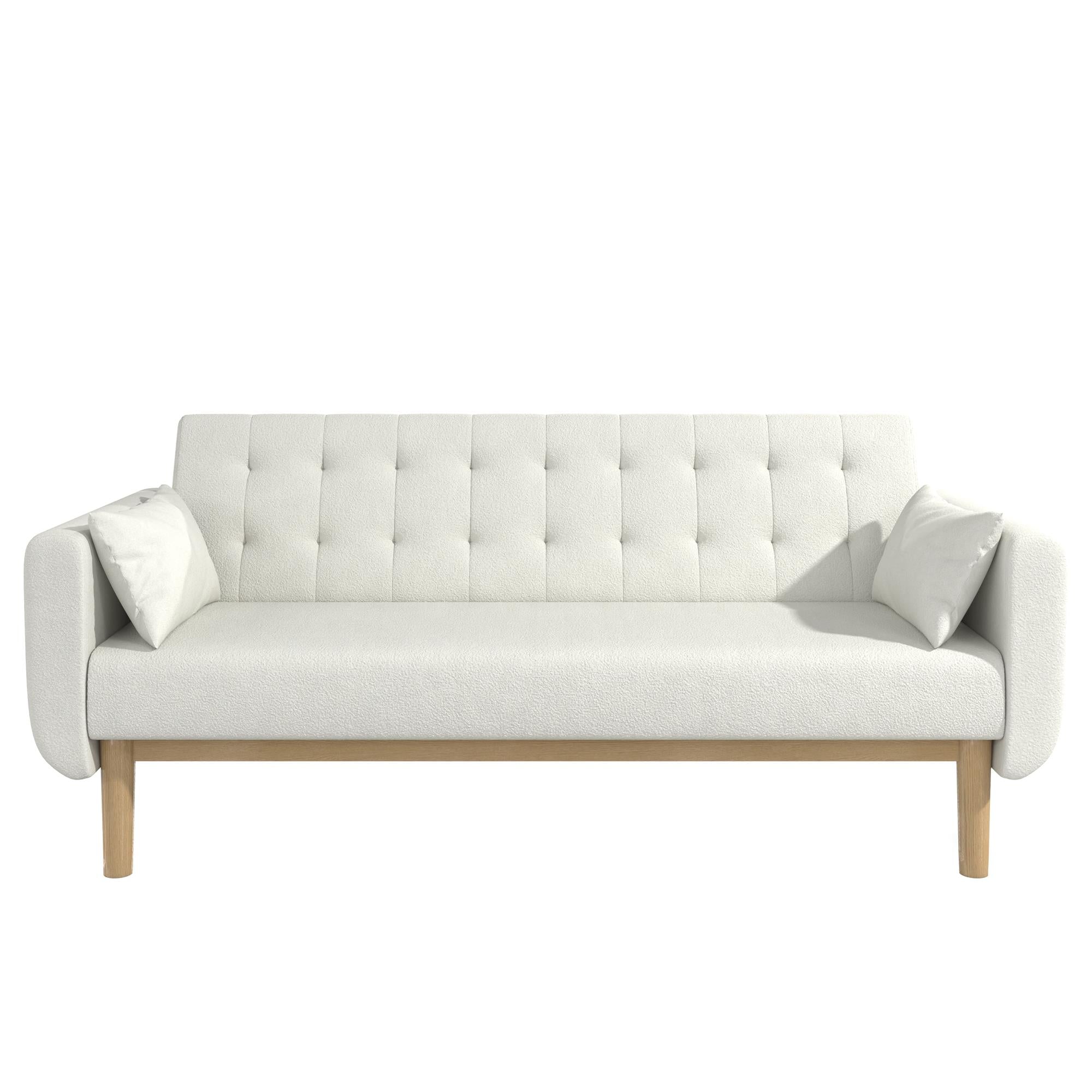 RealRooms Barrie Futon Sofa Bed - Ivory Teddy - 3-Seater