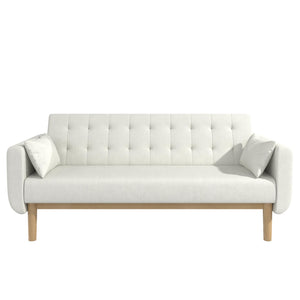 RealRooms Barrie Futon Sofa Bed - Ivory Teddy - 3-Seater