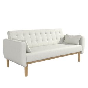 RealRooms Barrie Futon Sofa Bed - Ivory Teddy - 3-Seater