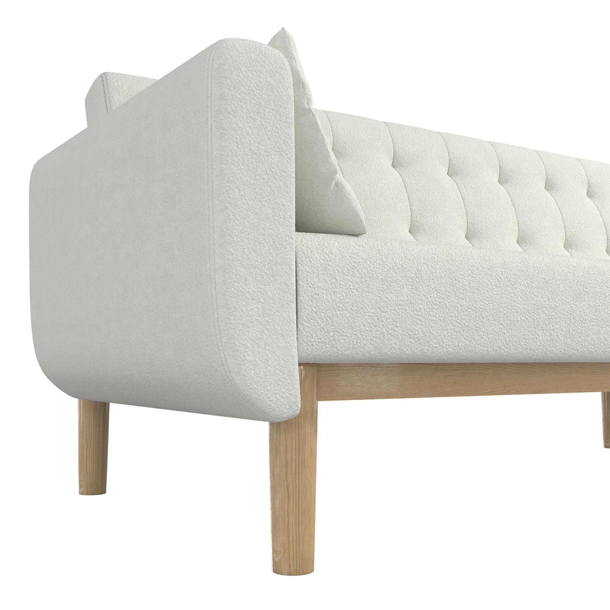 RealRooms Barrie Futon Sofa Bed - Ivory Teddy - 3-Seater