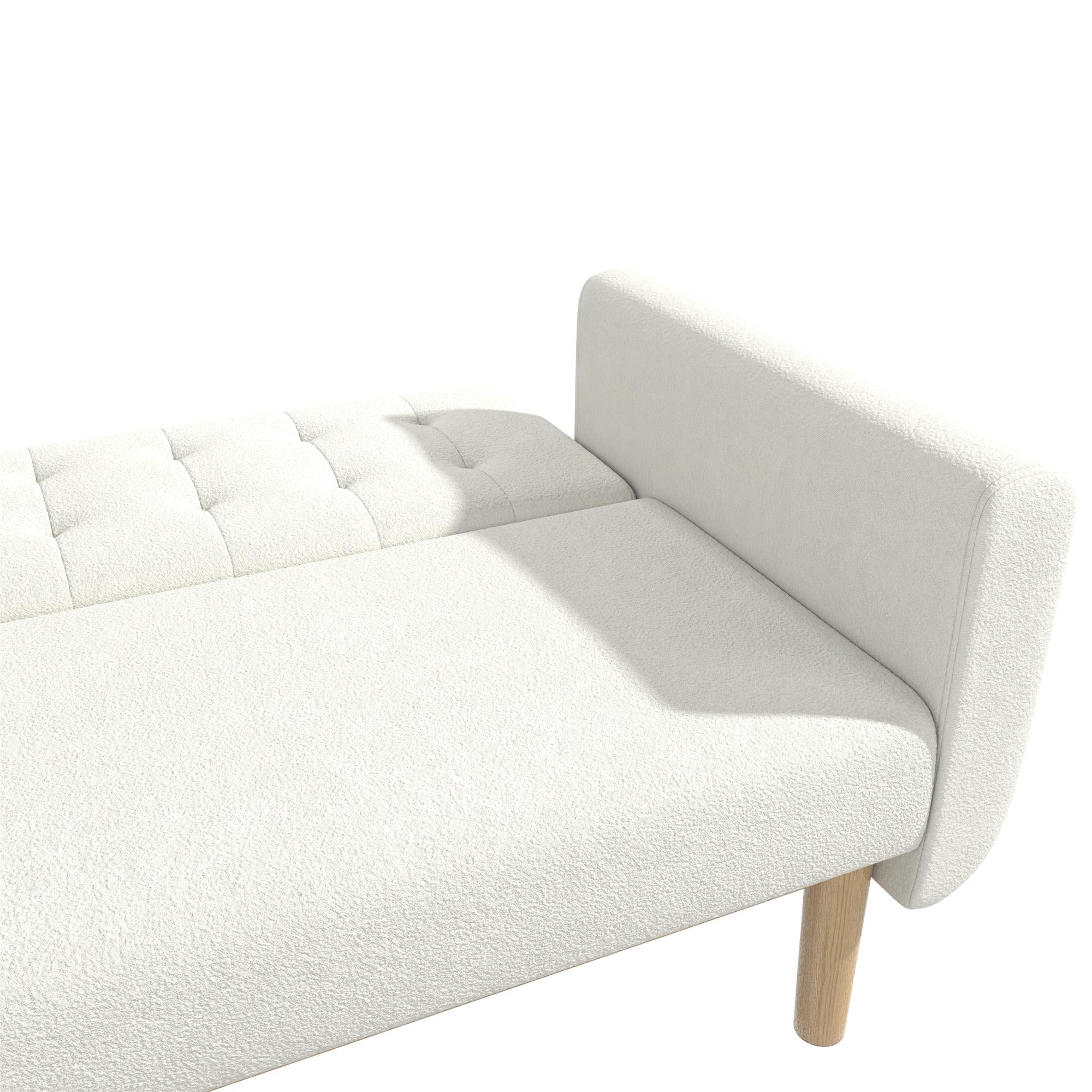 RealRooms Barrie Futon Sofa Bed - Ivory Teddy - 3-Seater