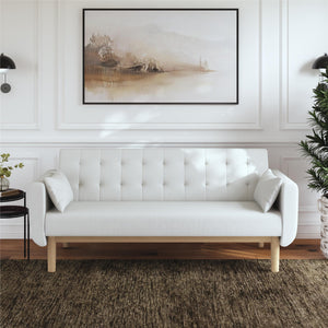 RealRooms Barrie Futon Sofa Bed - Ivory Teddy - 3-Seater