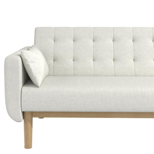 RealRooms Barrie Futon Sofa Bed - Ivory Teddy - 3-Seater