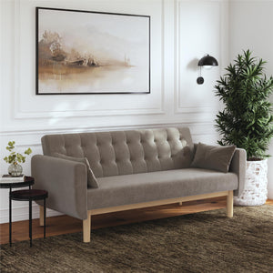 RealRooms Barrie Futon Sofa Bed - Pebble Gray - 3-Seater