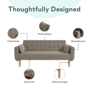 RealRooms Barrie Futon Sofa Bed - Pebble Gray - 3-Seater