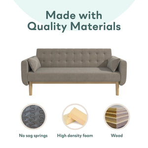 RealRooms Barrie Futon Sofa Bed - Pebble Gray - 3-Seater