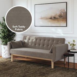 RealRooms Barrie Futon Sofa Bed - Pebble Gray - 3-Seater