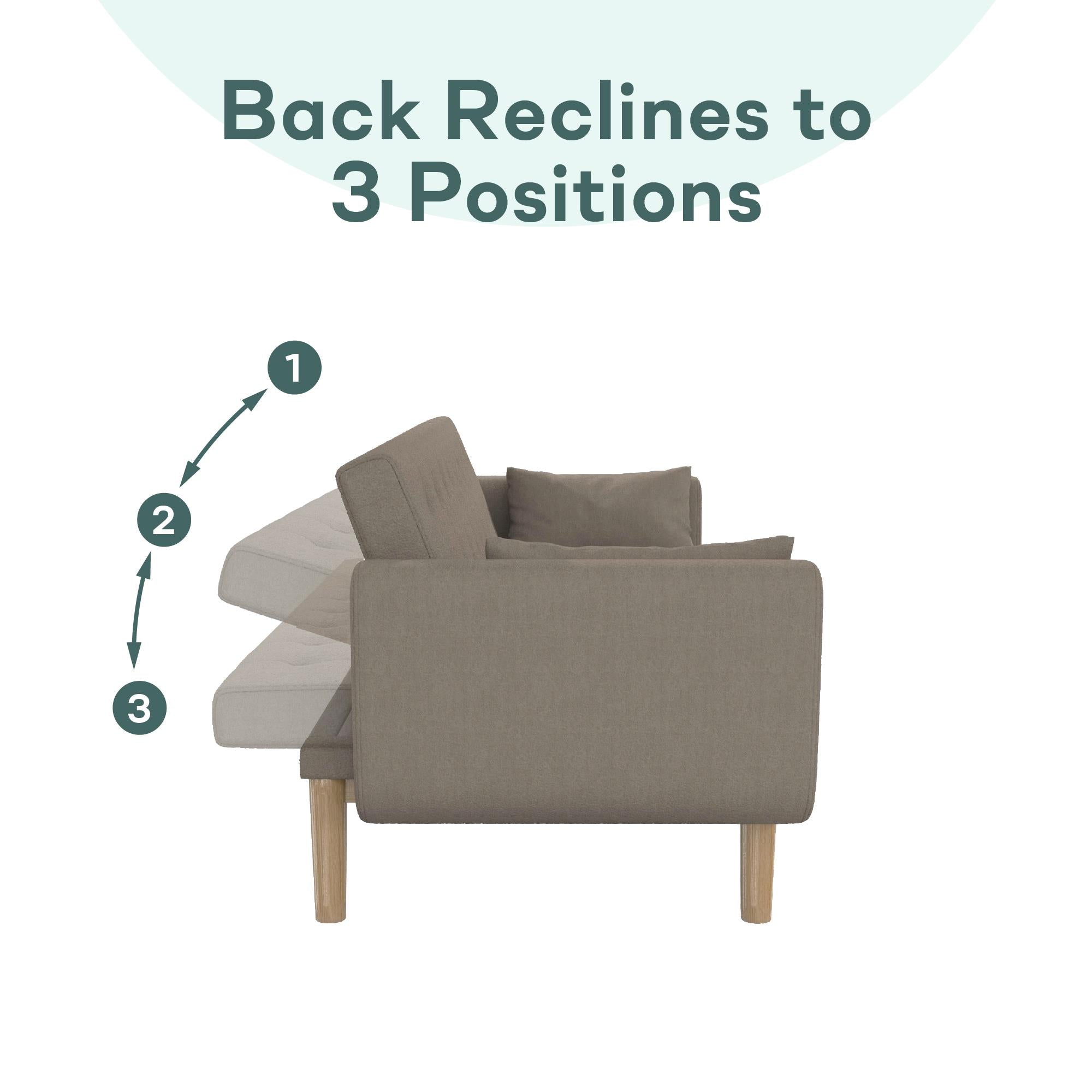 RealRooms Barrie Futon Sofa Bed - Pebble Gray - 3-Seater