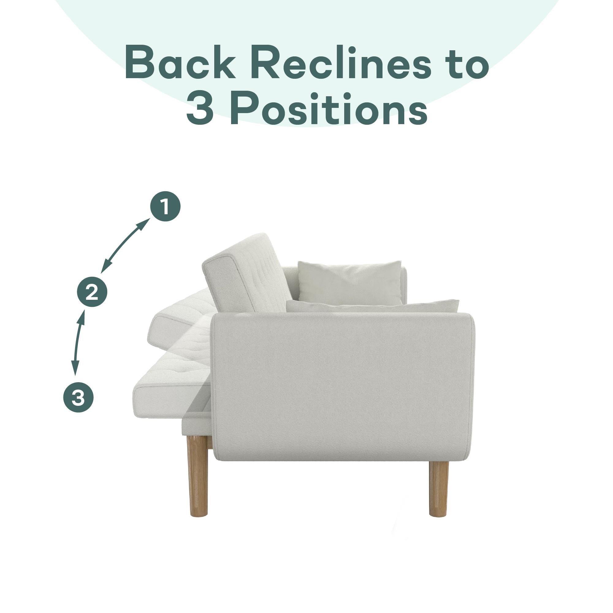 RealRooms Barrie Futon Sofa Bed - Ivory Teddy - 3-Seater