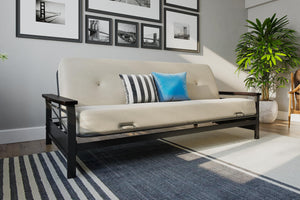 DHP Nadine Metal Futon Frame with Wood Arms - Black - Full