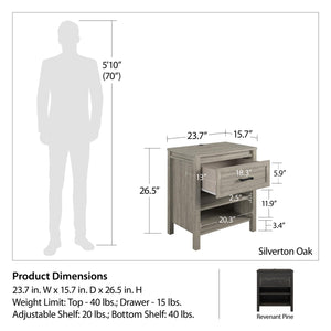 Ameriwood Home Beaumont Nightstand with 2 USB Ports - Gray Oak