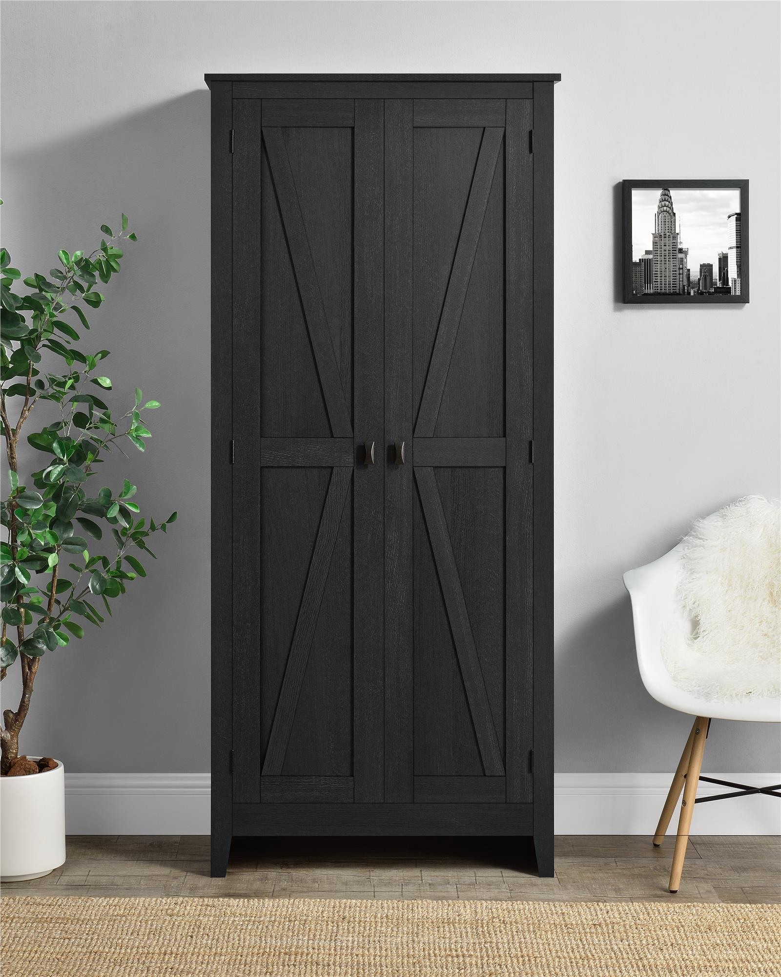 Systembuild Evolution Farmington 31.5" Wide Storage Cabinet - Black Oak
