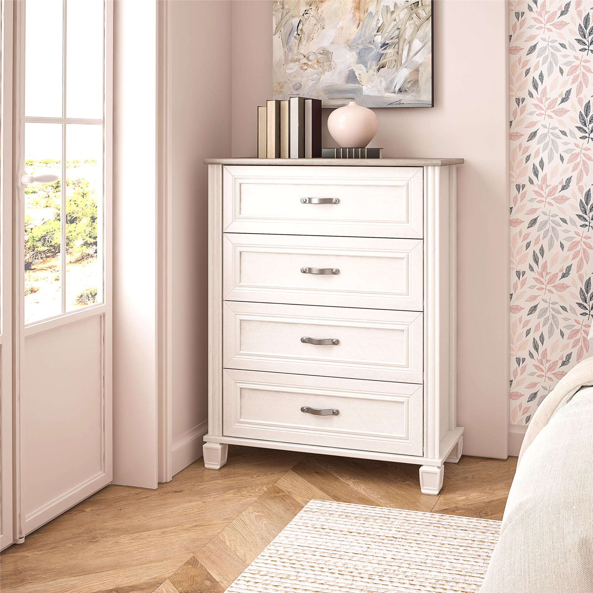 Ameriwood Home Rue Lane 4 Drawer Dresser - Ivory Oak