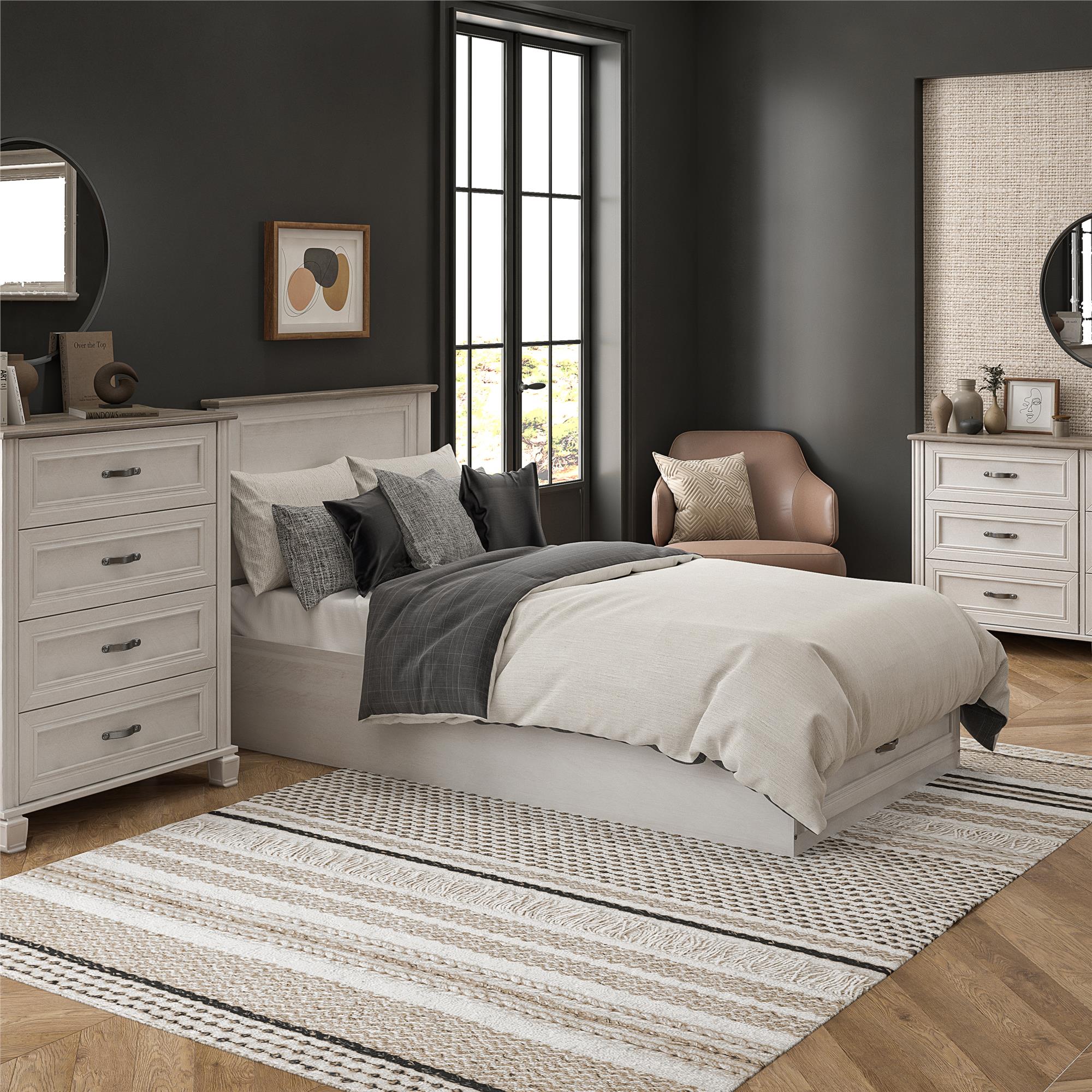 Ameriwood Home Rue Lane Twin Platform Bed with Storage Drawer - Ivory Oak