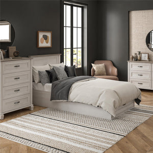 Ameriwood Home Rue Lane Twin Platform Bed with Storage Drawer - Ivory Oak