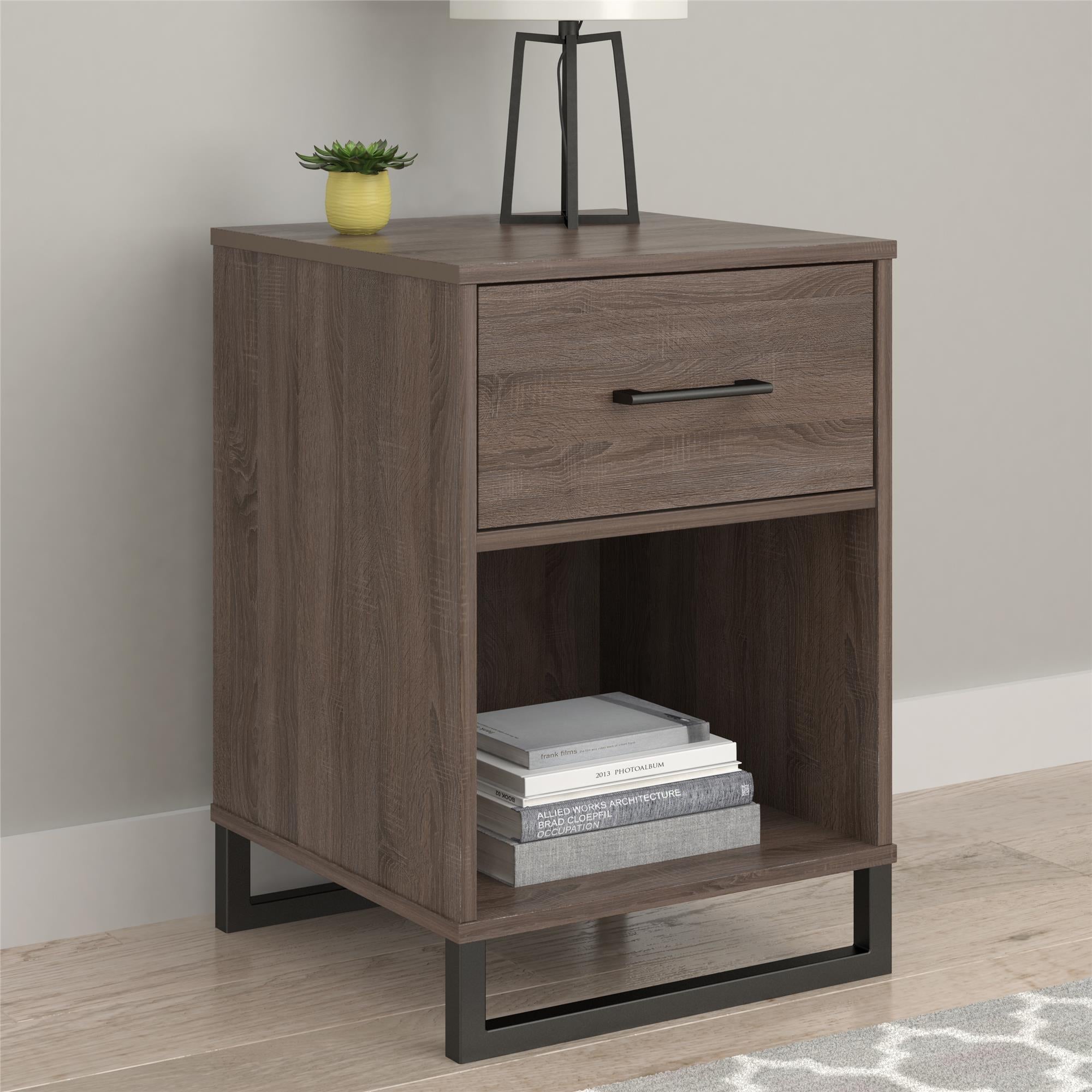 Ameriwood Home Nightstand with 1 Drawer - Distressed Gray Oak