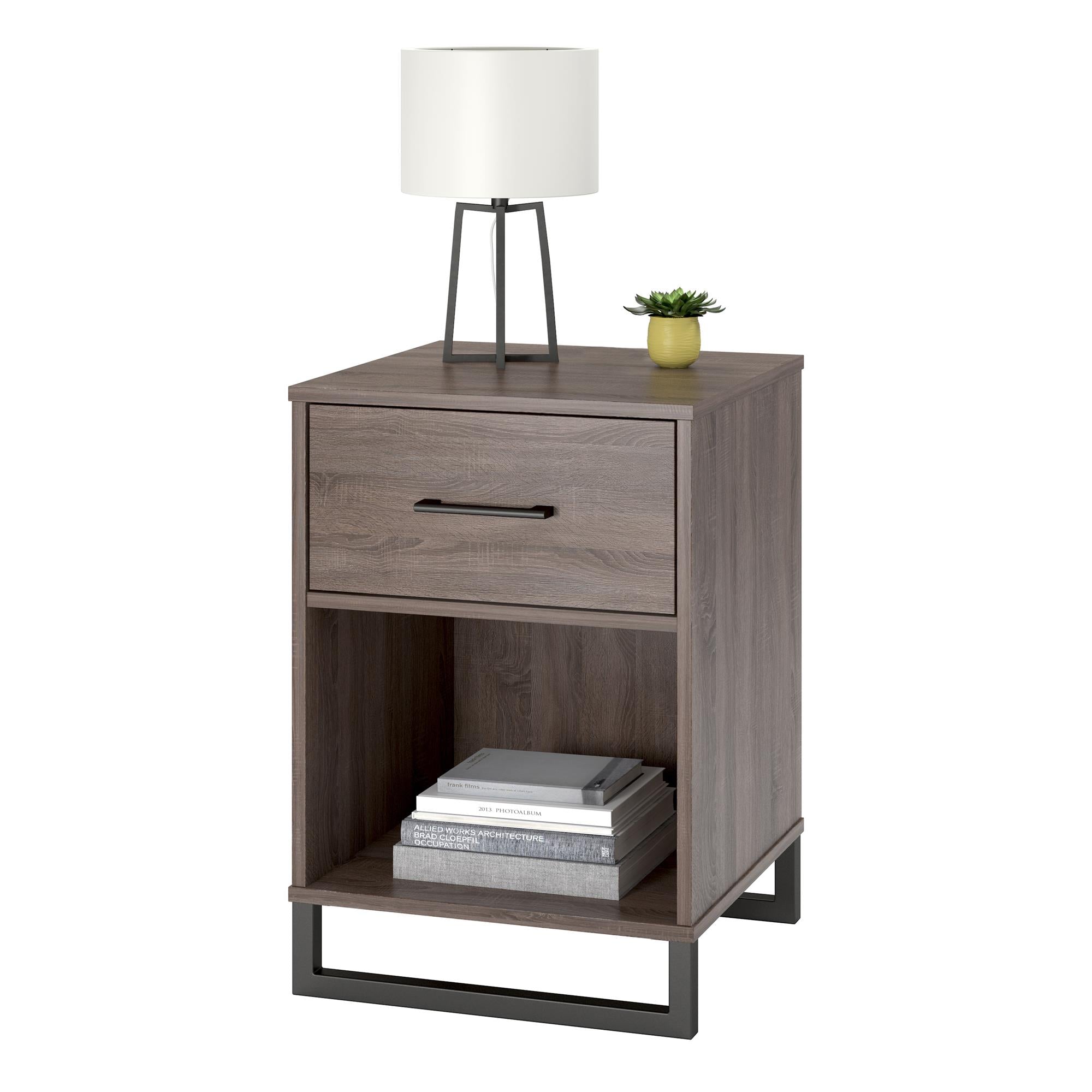 Ameriwood Home Nightstand with 1 Drawer - Distressed Gray Oak
