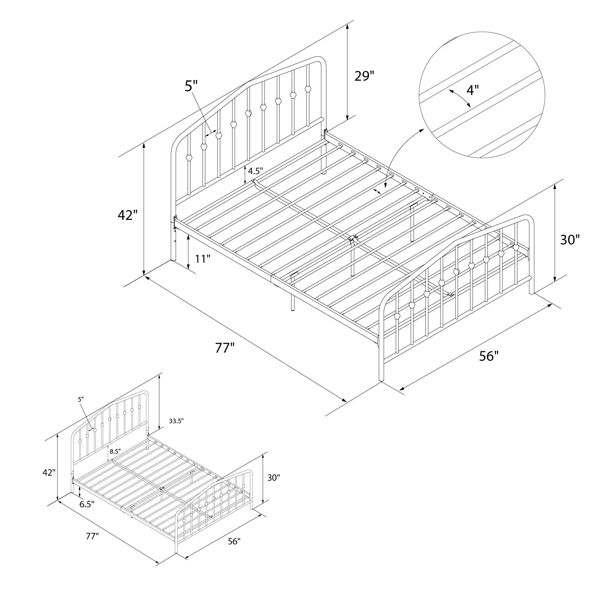 Novogratz Bushwick Metal Bed - Gold - Full