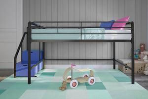 DHP Sol Kids' Low Loft Bed with Storage Steps - Black - Twin