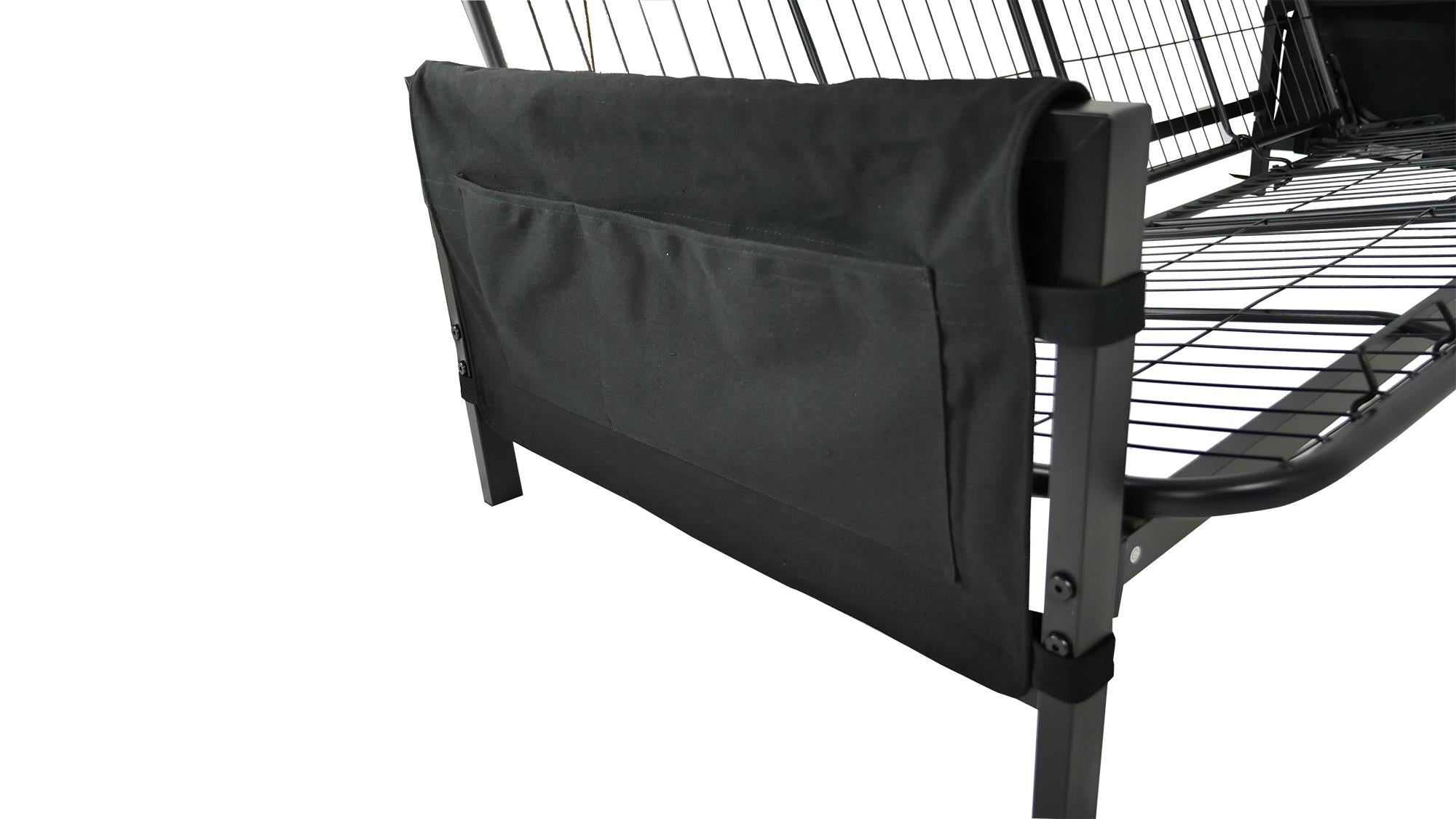 RealRooms Avanti Black Metal Futon Frame with Storage Pockets - Black - Full