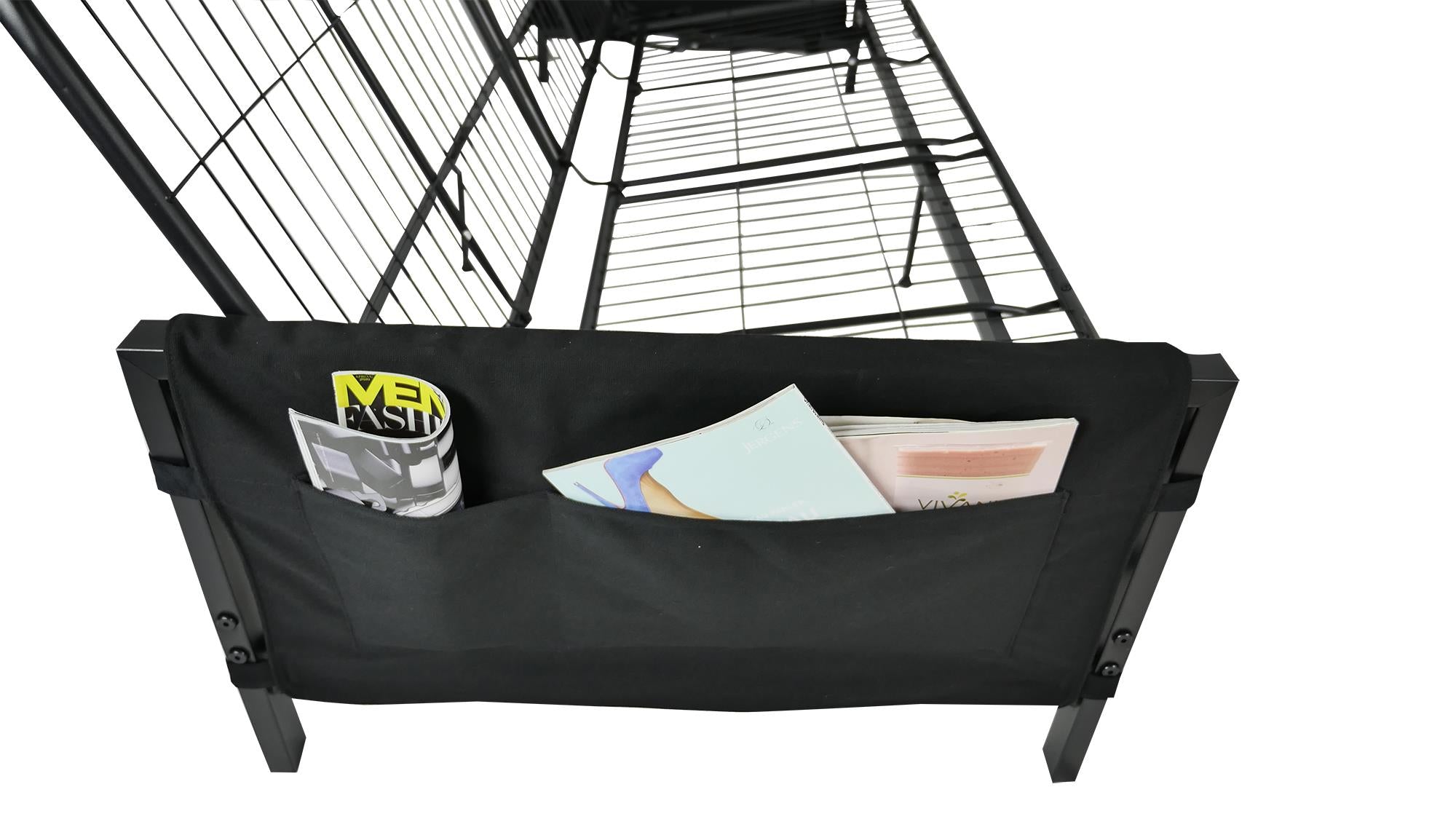 RealRooms Avanti Black Metal Futon Frame with Storage Pockets - Black - Full