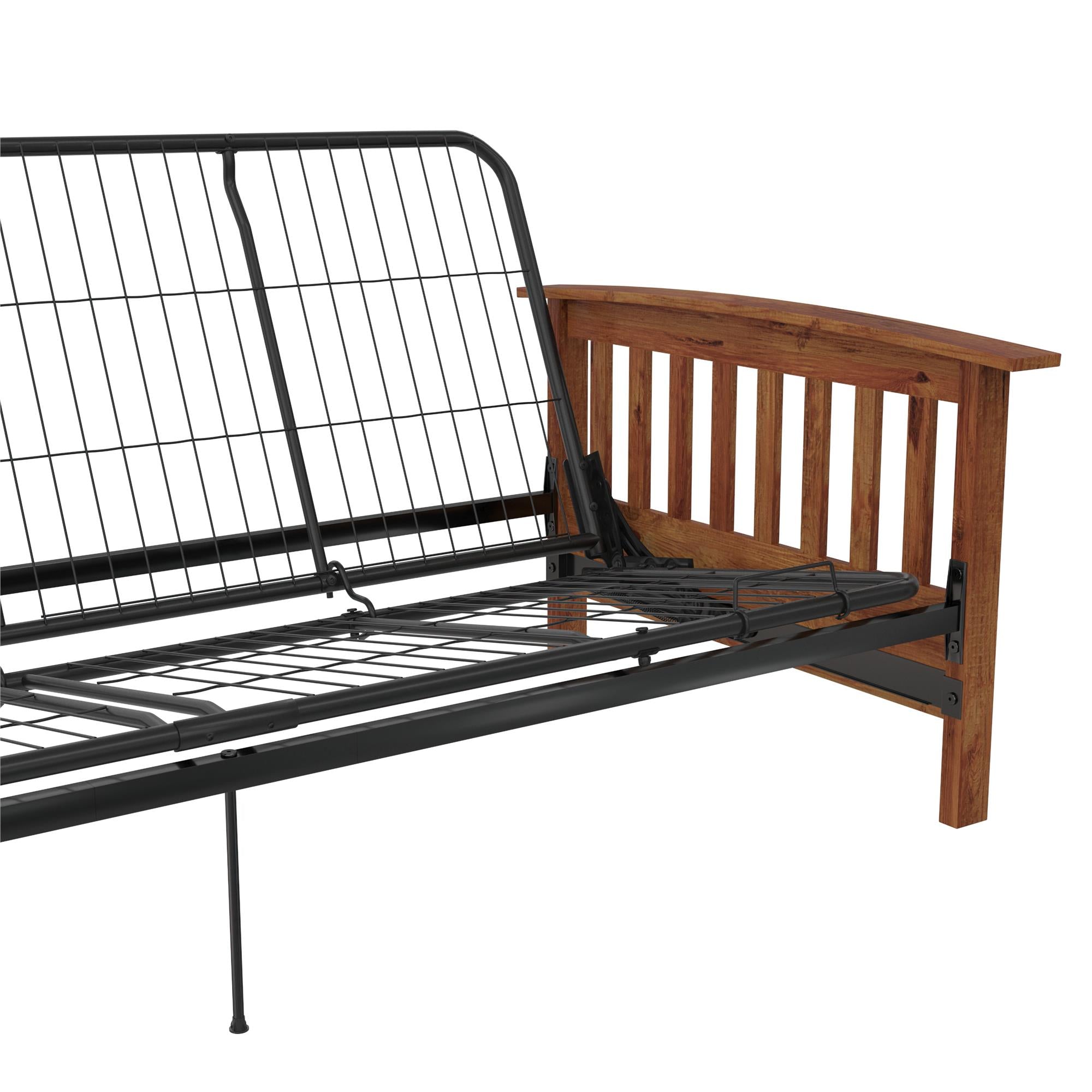 RealRooms Elbi Futon Frame with Wood Arms - Natural - Full