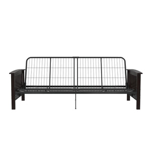 RealRooms Elbi Futon Frame with Wood Arms - Espresso - Full