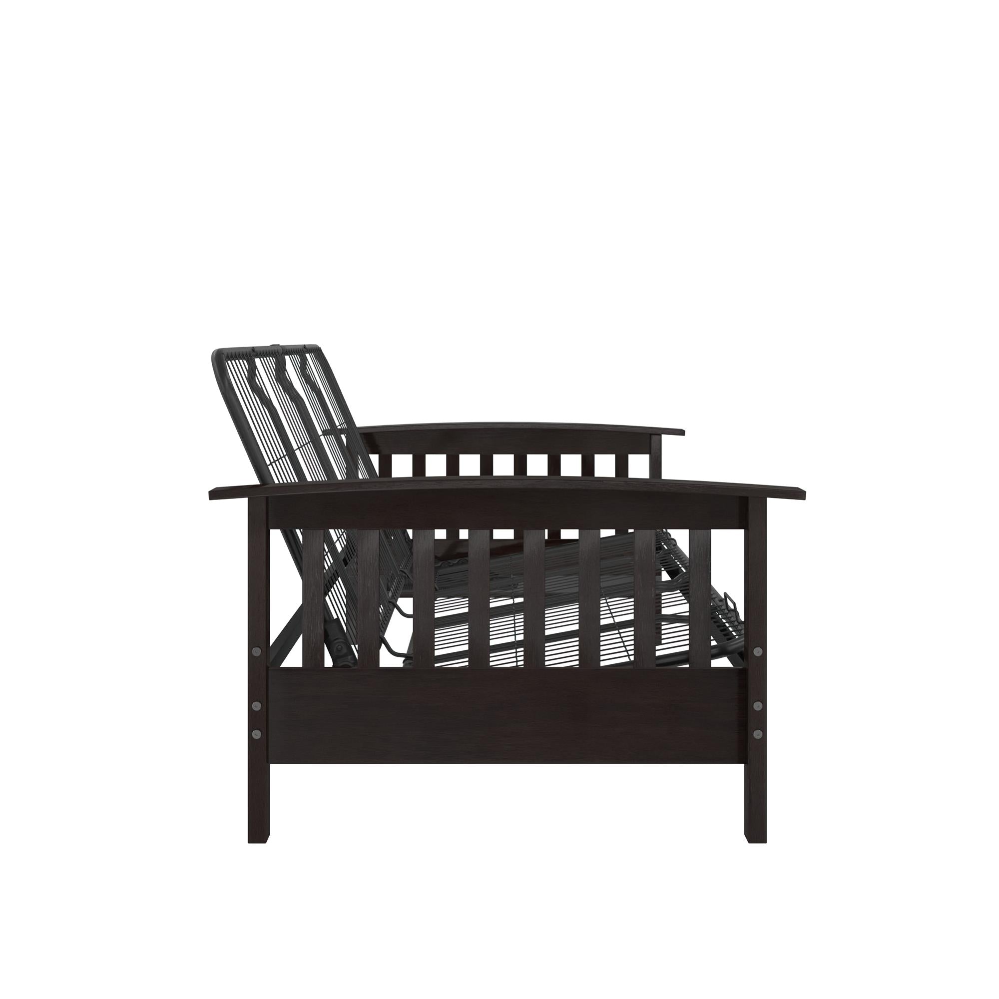 RealRooms Elbi Futon Frame with Wood Arms - Espresso - Full